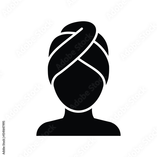Black Silhouette Vector Icon Cooling Towel Head Wrap