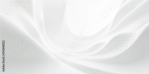 Smooth flowing white satin and silk fabric waves create an elegant, soft, abstract textile design