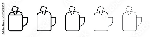 Marshmallows Mug icon logo in stroke lines collection