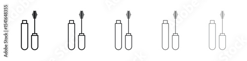 Mascara brush icon logo in stroke lines collection