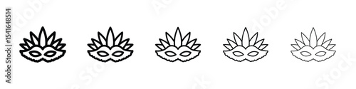 Mask for brazil carnival celebration icon logo in stroke lines collection