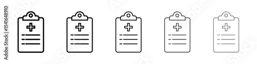 Medical report icon logo in stroke lines collection