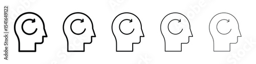 Memory recall icon logo in stroke lines collection