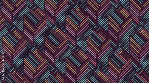  Retro Style 3D Geometric Herringbone Weave Pattern