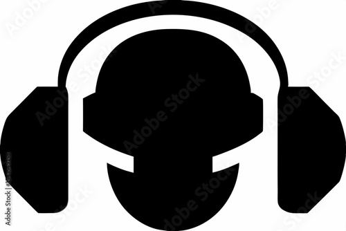 Modern Black Headphone Icon Vector Graphic for Audio Equipment and Media Projects