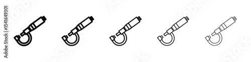 Micrometer icon logo in stroke lines collection