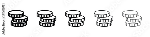 Money coin icon logo in stroke lines collection
