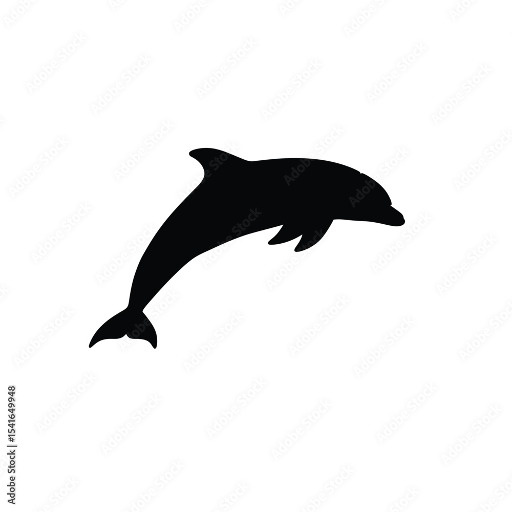 Fototapeta premium Black Dolphin Silhouette Jumping Vector Icon White Background