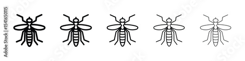 Mosquito icon logo in stroke lines collection
