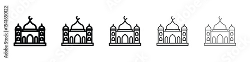 Mosque icon logo in stroke lines collection