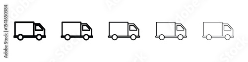 Moving truck icon logo in stroke lines collection