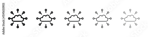 Network cloud icon logo in stroke lines collection