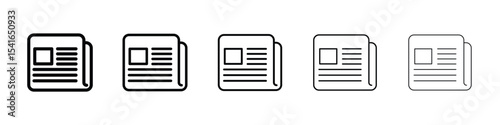Newspaper icon logo in stroke lines collection