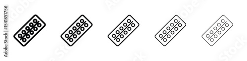 Oral contraception icon logo in stroke lines collection