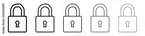 Padlock icon logo in stroke lines collection