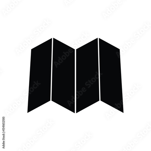 Black Folded Map Silhouette Vector Icon White Background