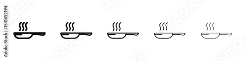 Pan frying icon logo in stroke lines collection
