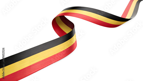 Belgian flag ribbon swirling design isolated on transparent background