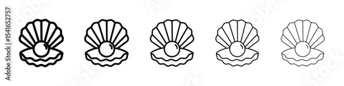 Pearl in the open shell icon logo in stroke lines collection