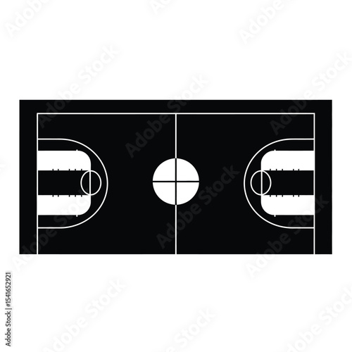 Black Silhouette Vector Basketball Court Icon