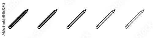 Pencil icon logo in stroke lines collection