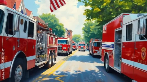 Patriotic Fire Engine Parade: A Celebration of Community and Service in Motion