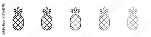 Pineapple icon logo in stroke lines collection