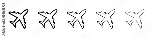 Plane icon logo in stroke lines collection