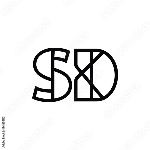 SD monogram logo design letter text name symbol monochrome logotype alphabet character simple logo