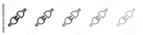 Plug connection icon logo in stroke lines collection