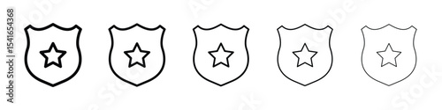 Police badge icon logo in stroke lines collection