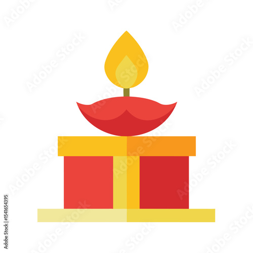 Vector illustration of a lit diya lamp for diwali celebration and religious festivals