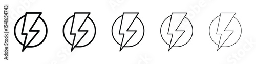Power icon logo in stroke lines collection