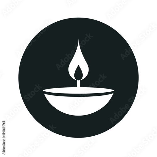 Elegant black and white diwali diya icon perfect for festival celebrations and designs