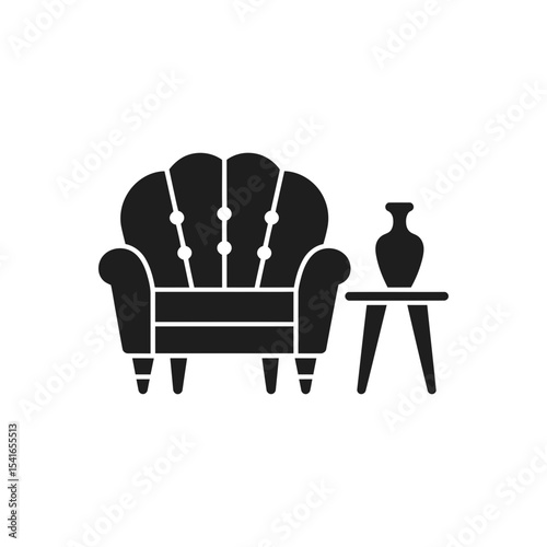 Stylish Armchair with Table Icon