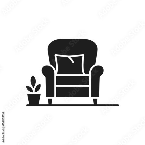 Cozy Armchair with Plant Icon