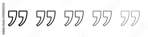 Quote right icon logo in stroke lines collection