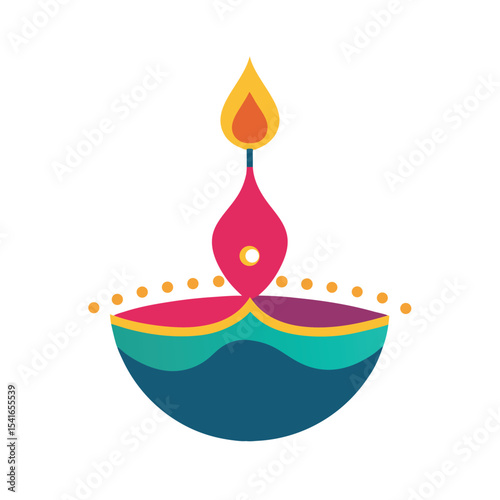 Vector illustration of a colorful diya oil lamp symbolizing diwali festival celebration