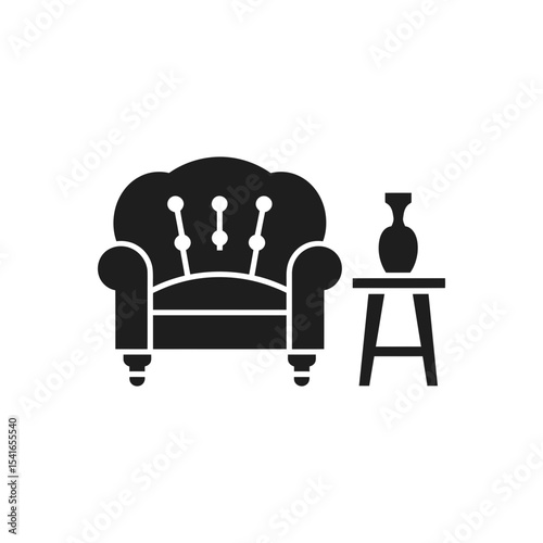 Classic Armchair with Table Icon