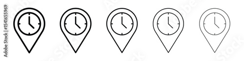 Real time location icon logo in stroke lines collection