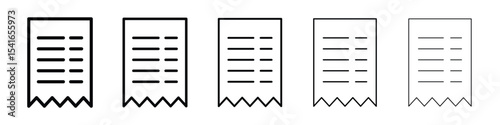 Receipt icon logo in stroke lines collection