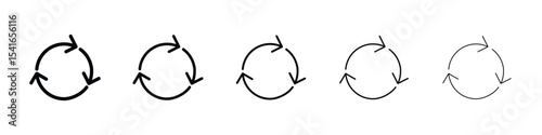 Recycle icon logo in stroke lines collection
