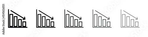 Reduction chart icon logo in stroke lines collection