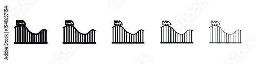 Roller coaster icon logo in stroke lines collection