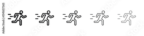 Running icon logo in stroke lines collection