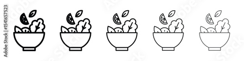 Salad icon logo in stroke lines collection