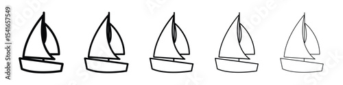 Sailboat icon logo in stroke lines collection