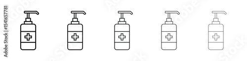 Sanitizer icon logo in stroke lines collection