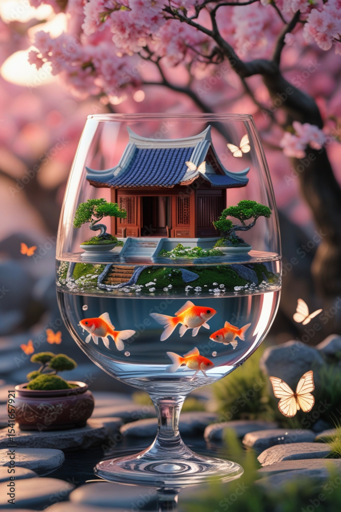 Fototapeta premium still life with cherry blossoms