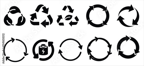 biodegradable composable recyclable icon set set arrow recycle mega set recycle icon